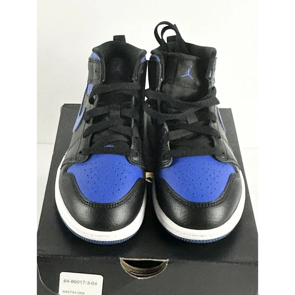 NIB Jordan‎ 1 Mid 3Y (PS) Black Hyper Royal Blue White Sneaker Shoe 640734-068